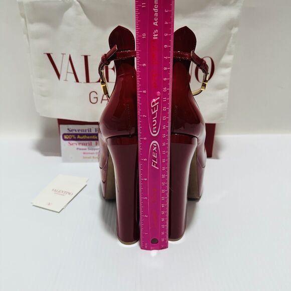 NIB Valentino Garavani EU 37 US 7 Tan-Go Platform Pumps Red Patent Leather $1400 - Picture 9 of 15